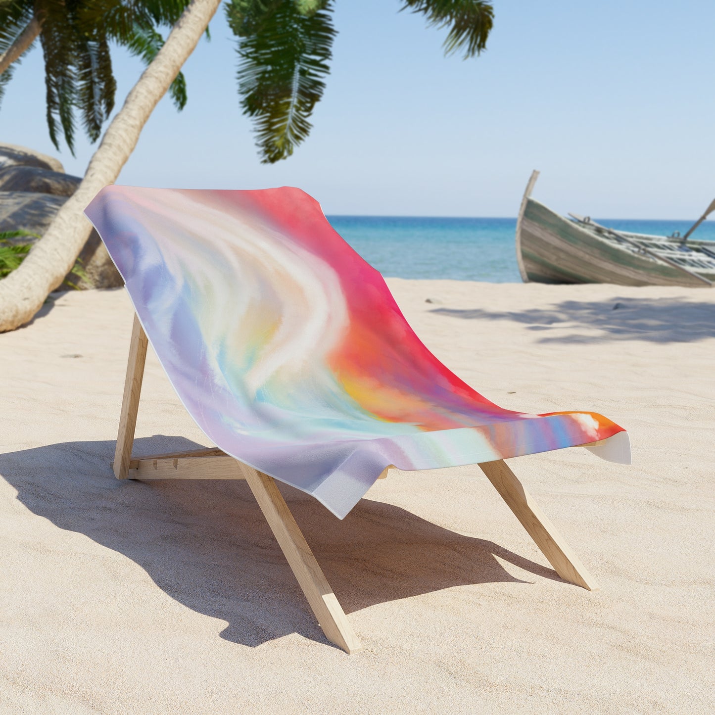 Beach Towel - Colourful Sun and Wave Design