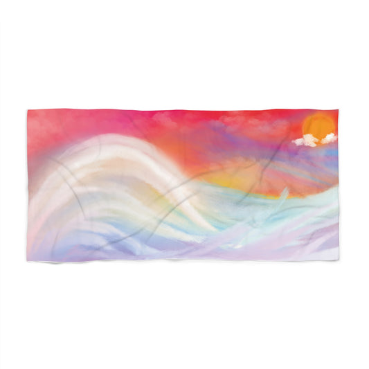 Beach Towel - Colourful Sun and Wave Design